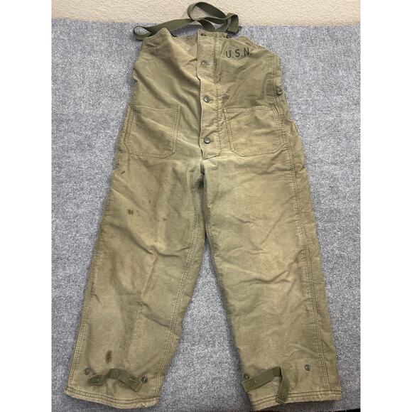 VINTAGE WWII USN DECK BIB OVERALLS NAVY DEPARTMENT CONTRACT NXSX69446 MEDIUM